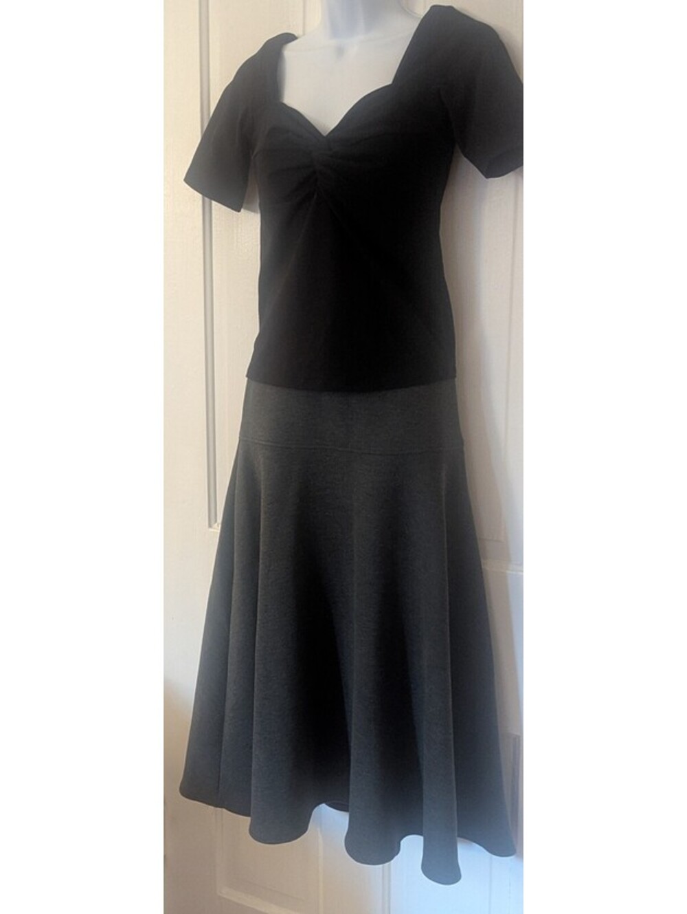 NWT OGL MOVE CHARCOAL GRAY FLARE SKATER MIDI SKIRT | SOFT STRETCH  KNIT | SIZE S